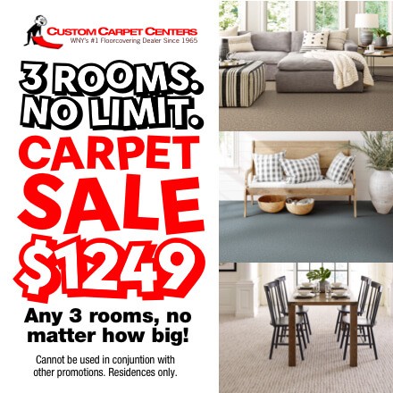 3 Rooms. No limit. Carpet Sale | Custom Carpet Centers